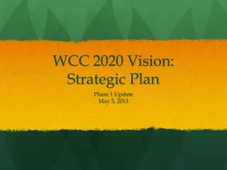 WCC 2020 Vision: Strategic Plan