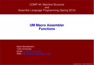 UM Macro Assembler Functions