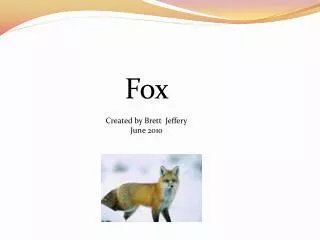 Fox Created by Brett Jeffery June 2010