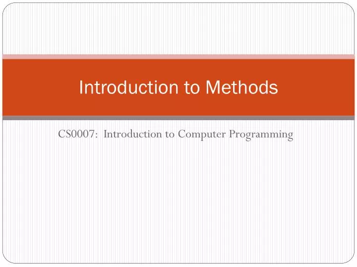 introduction to methods