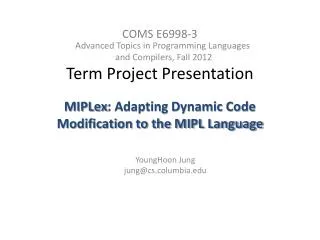 COMS E6998-3 Term Project Presentation