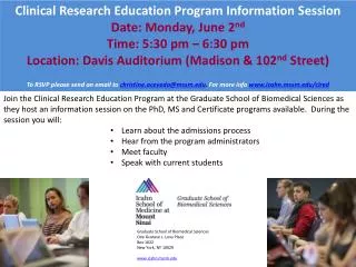 Clinical Research Education Program Information Session