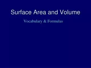 Surface Area and Volume