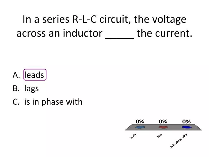 in a series r l c circuit the voltage across an inductor the current
