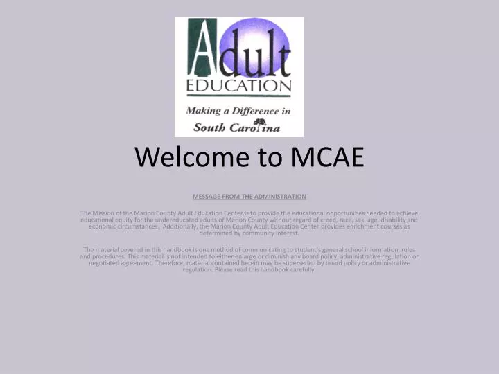 welcome to mcae