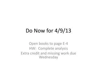 Do Now for 4/9/13