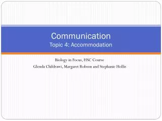 Communication Topic 4 : Accommodation