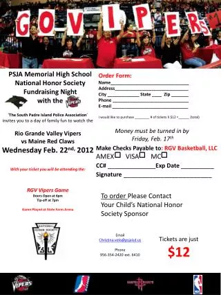 PSJA Memorial High School National Honor Society Fundraising Night with the