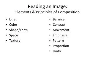 Reading an Image: Elements &amp; Principles of Composition