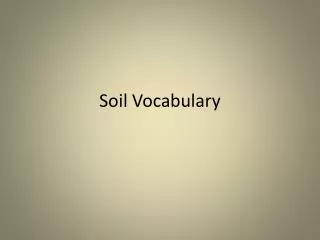 Soil Vocabulary