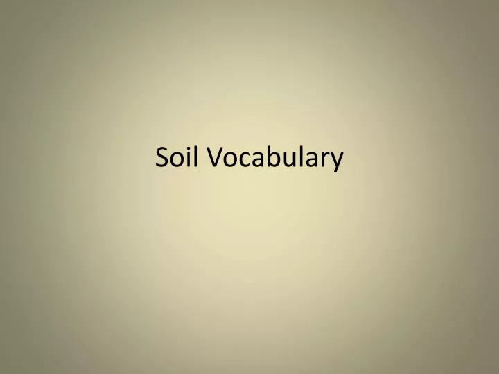 soil vocabulary
