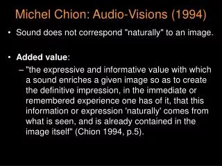 Michel Chion: Audio-Visions (1994)