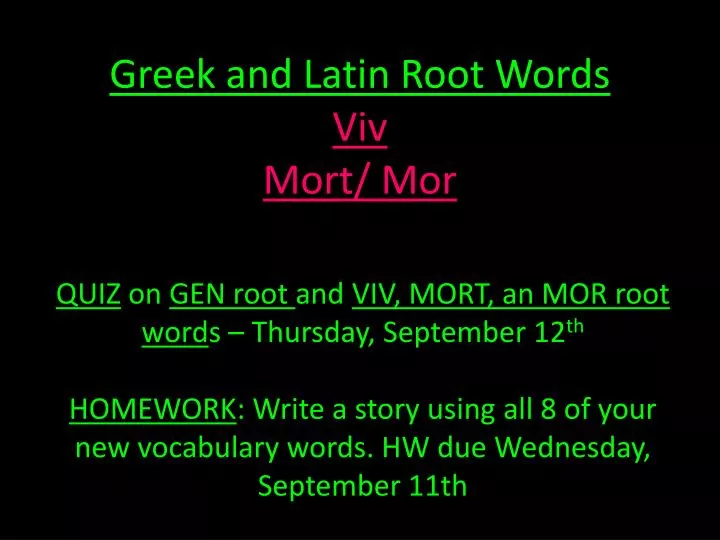greek and latin root words viv mort mor