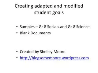 Creating adapted and modified student goals