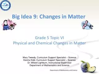 Big Idea 9: Changes in Matter