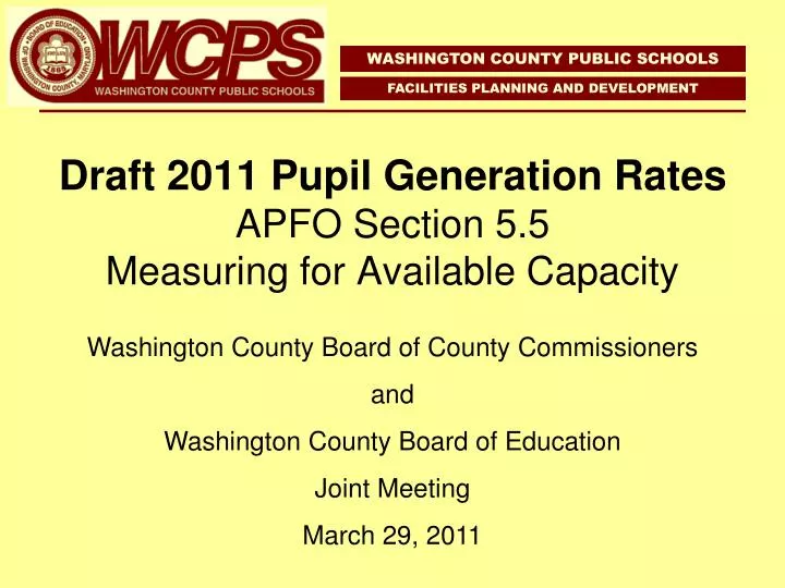 draft 2011 pupil generation rates apfo section 5 5 measuring for available capacity