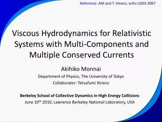 Akihiko Monnai Department of Physics, The University of Tokyo Collaborator: Tetsufumi Hirano