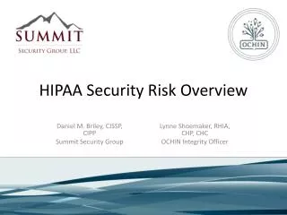 HIPAA Security Risk Overview