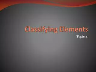 classifying elements
