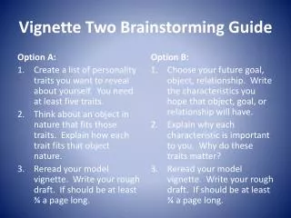 Vignette Two Brainstorming Guide