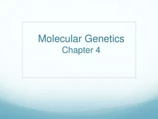Molecular Genetics Chapter 4