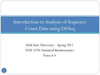 Introduction to Analysis of Sequence Count Data using DESeq