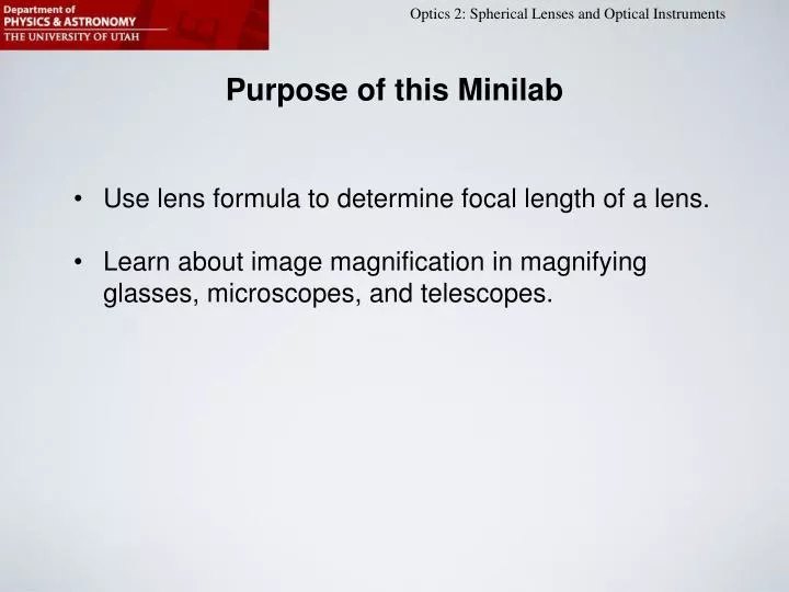 purpose of this minilab