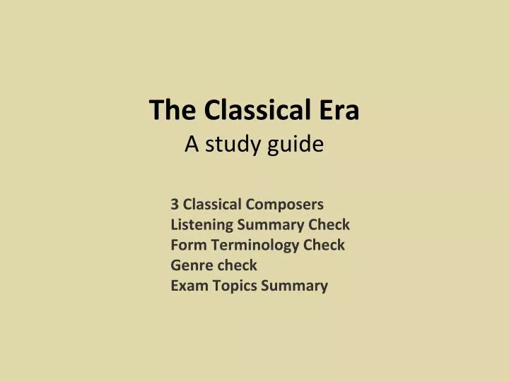 the classical era a study guide