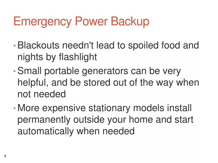 emergency power backup