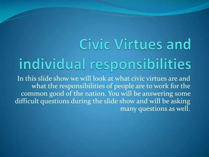 civic virtues and individual responsibilities