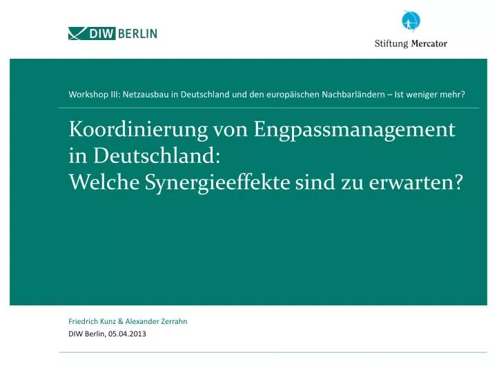 koordinierung von engpassmanagement in deutschland welche synergieeffekte sind zu erwarten