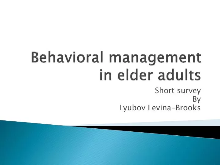 behavioral management in elder adults