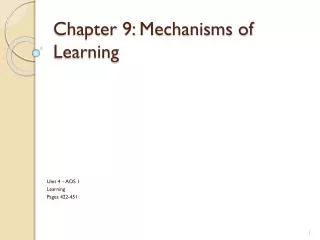 Chapter 9: Mechanisms of Learning