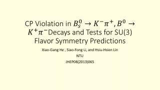 CP Violation in Decays and Tests for SU(3) Flavor Symmetry Predictions