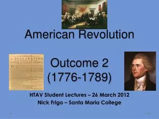 American Revolution Outcome 2 (1776-1789)