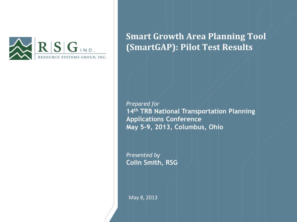 PPT - Smart Growth Area Planning Tool ( SmartGAP ): Pilot Test Results ...