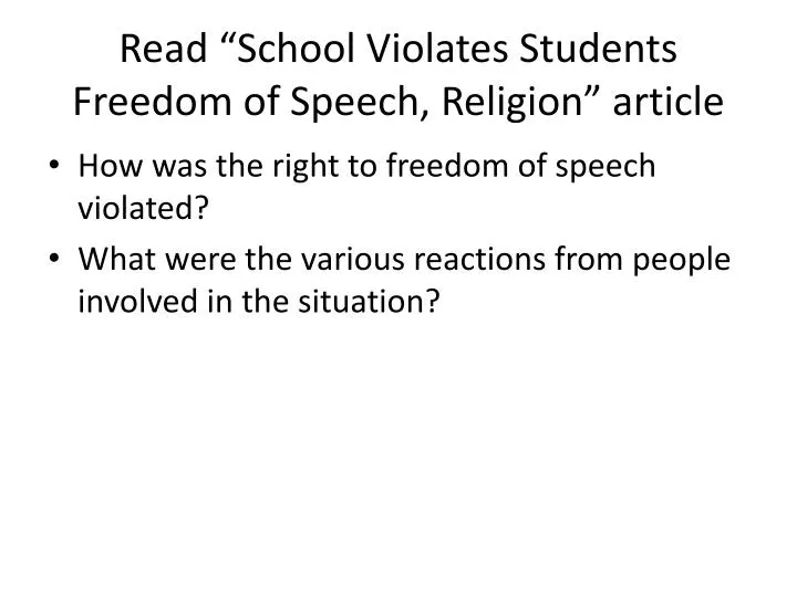 read school violates students freedom of speech religion article