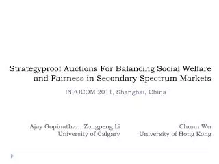 Strategyproof Auctions For Balancing Social Welfare and Fairness in Secondary Spectrum Markets
