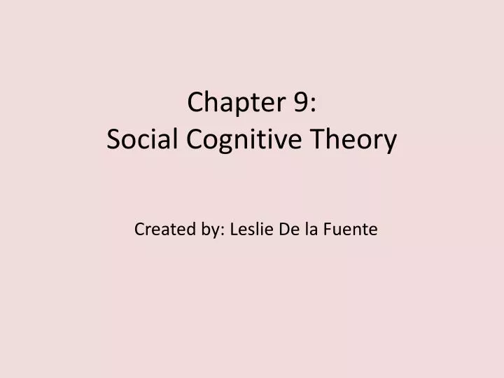 chapter 9 social cognitive theory