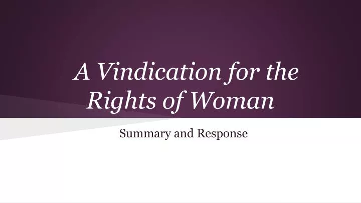 a vindication for the rights of woman