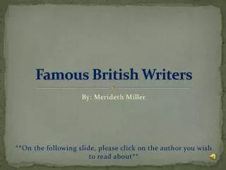 Famous British Writers