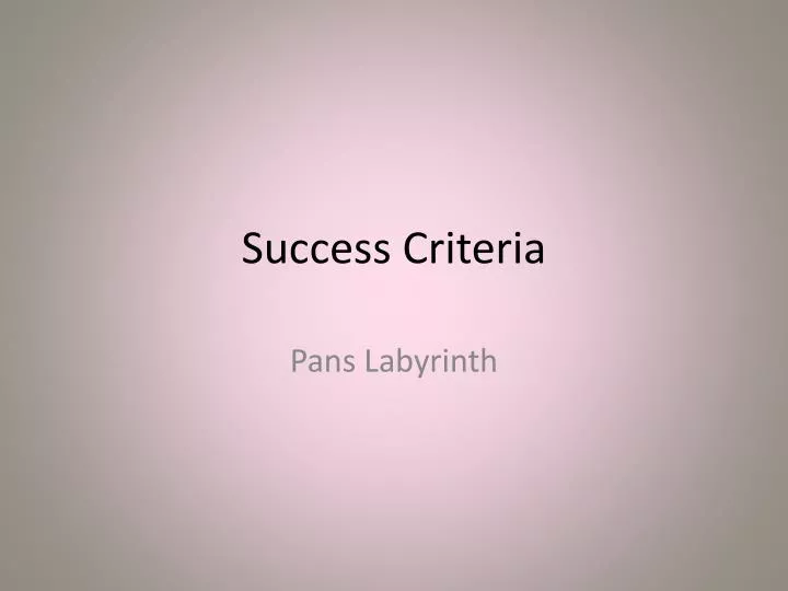 success criteria