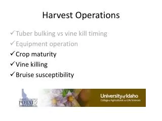 Harvest Operations