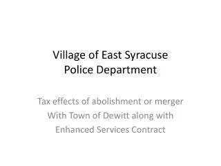 Village of East Syracuse Police Department