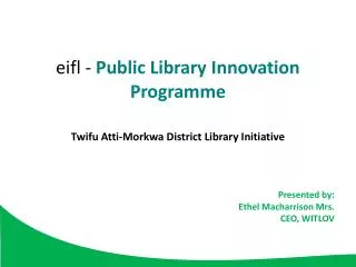 eifl - Public Library Innovation Programme