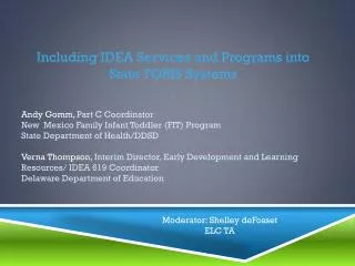 Including IDEA Services and Programs into State TQRIS Systems ()
