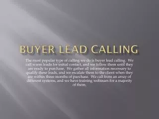 Buyer Lead Calling