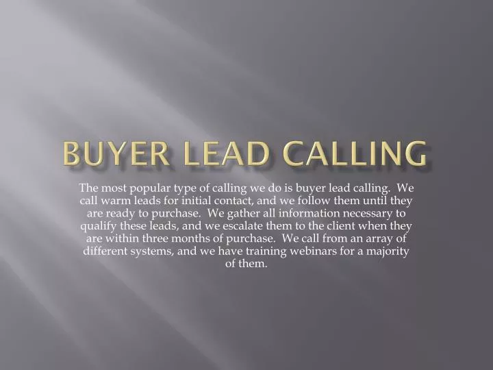 buyer lead calling