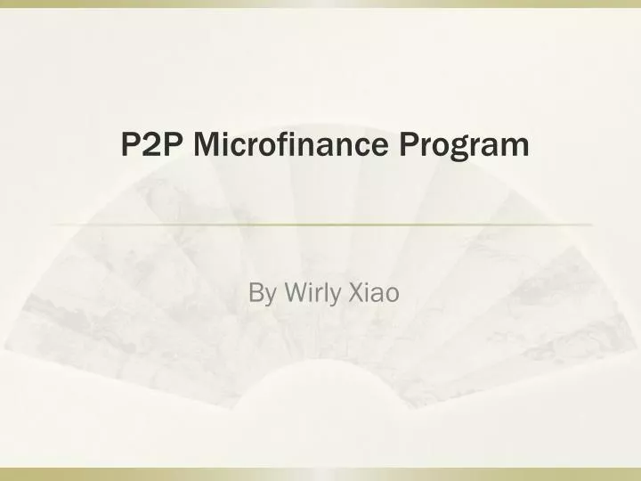 p2p microfinance program