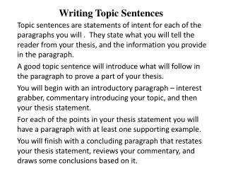 Writing Topic Sentences